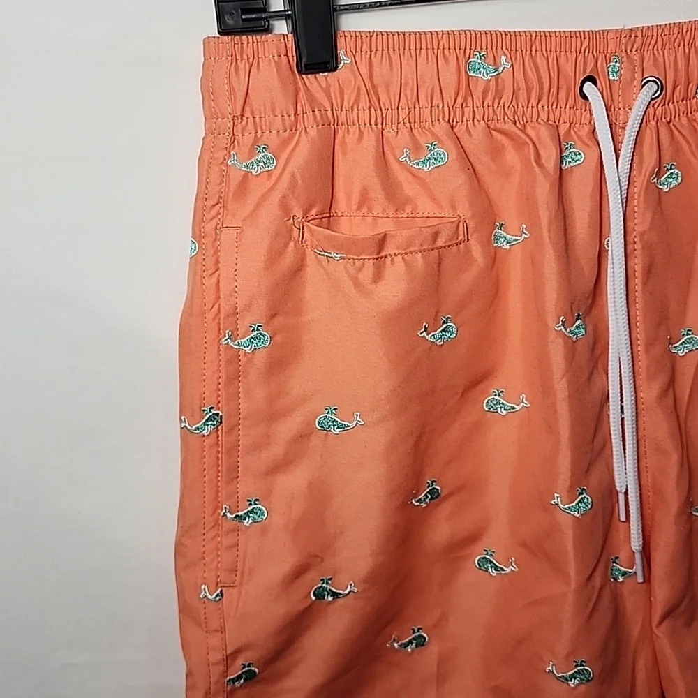 Surf Style‎ Men Swim Shorts Trunks Orange Color Embroidered Size S  NWT